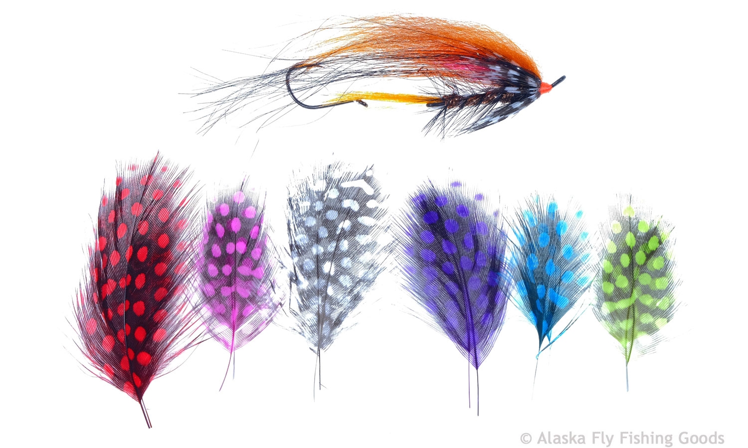 Select 100feathers set colored Guinea Feather Fly Tying Dotted